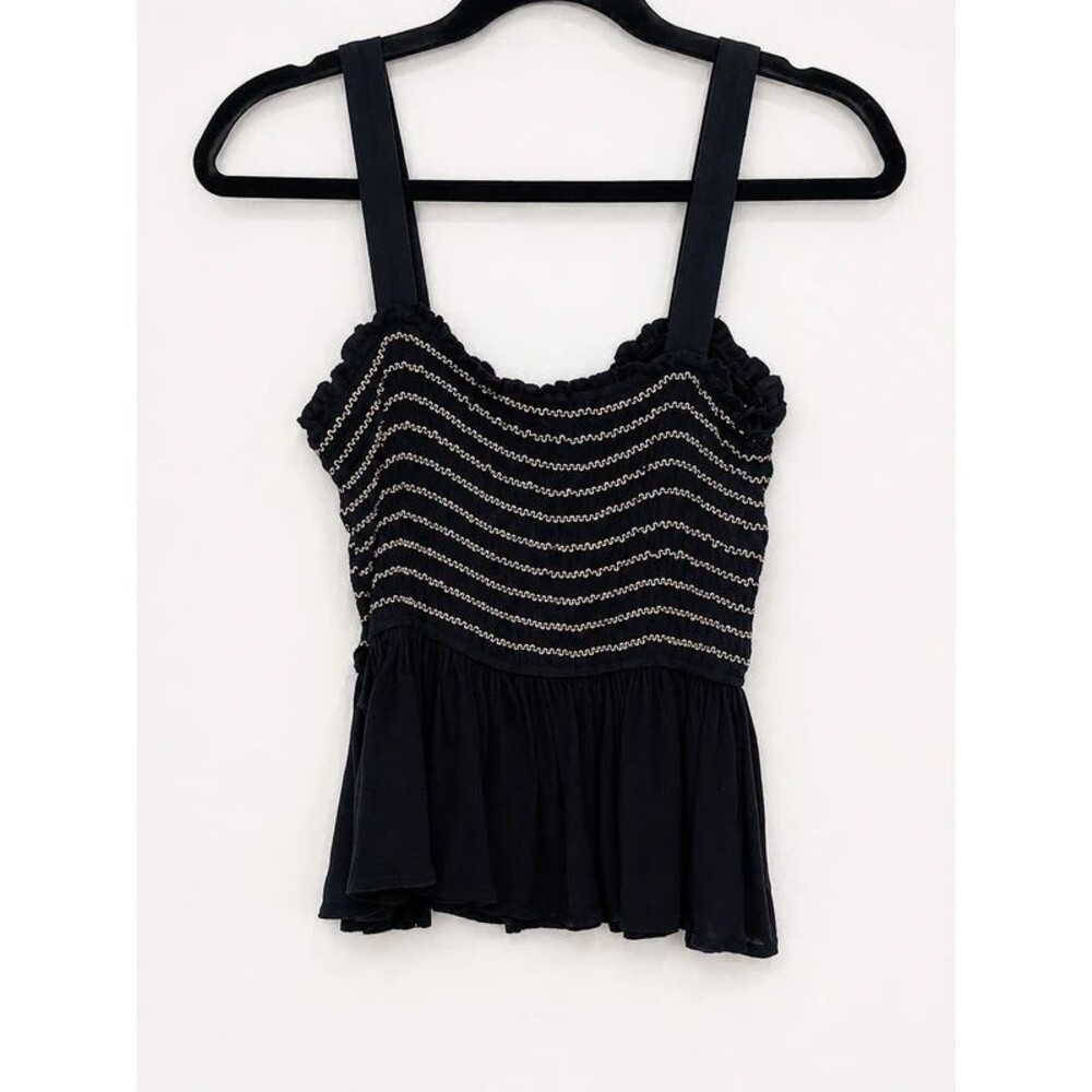 Promesa Black Smocked Peplum Tank Top | Small